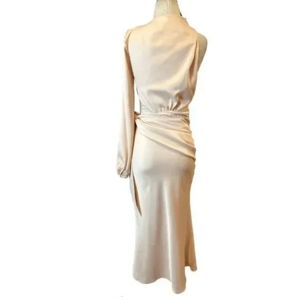 NWT Misha Collection x Revolve Maryan Dress in Pink Rose Cloud Cut Out Faux Wrap - Picture 10 of 14